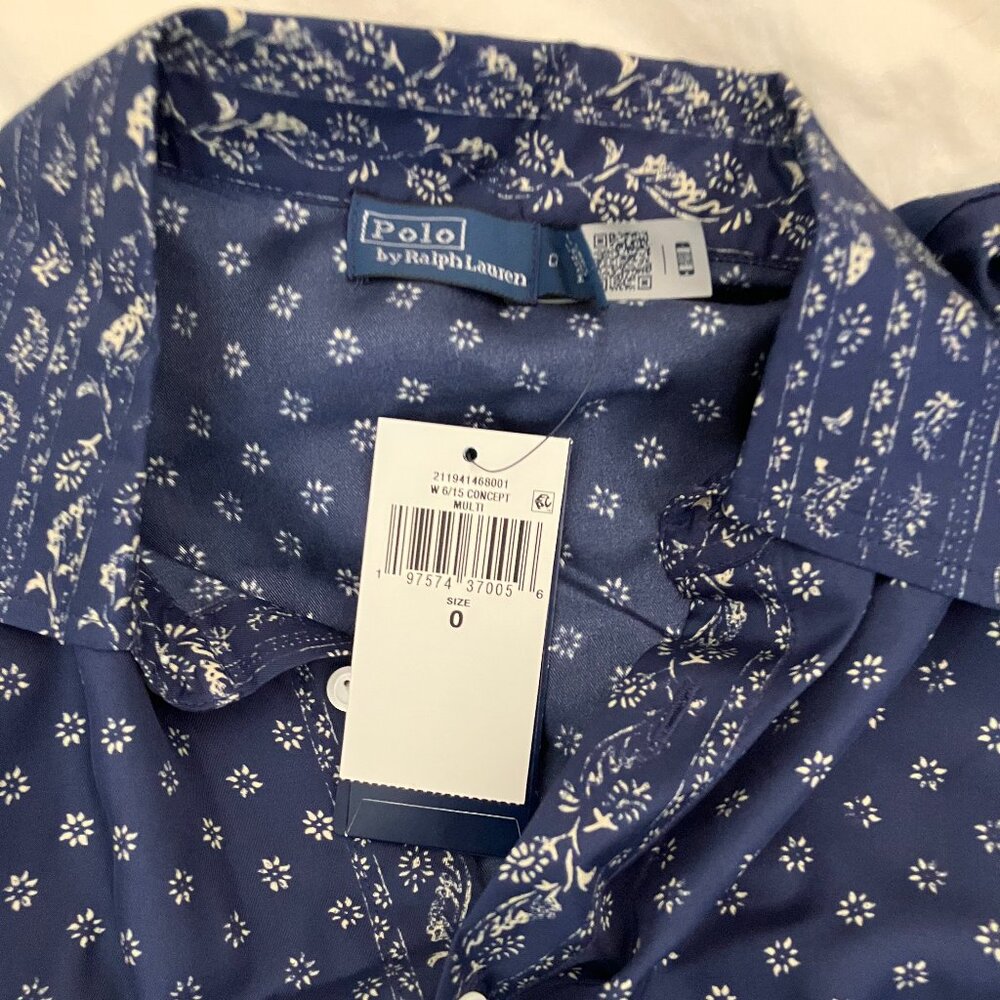 NWT Polor Ralph Lauren Mixed-Print Mulberry Silk Shirtdress - Picture 4 of 5
